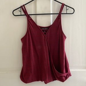 Red and black striped tank top.